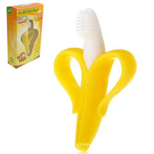 Cepillo de dientes del bebé del silicón de la dentición del plátano